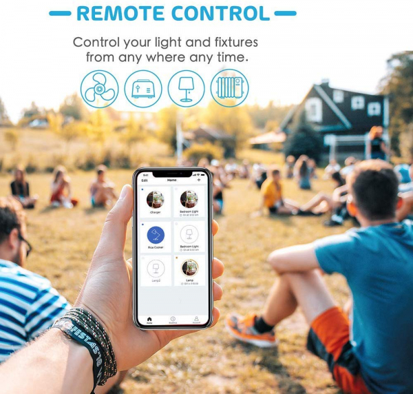 Prelungitor smart WiFi Meross MSS620 , 2 Prize, Exterior, Alexa, Google Assistant [6]