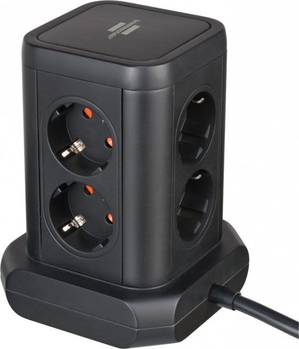 Prelungitor tip turn Brennenstuhl, 8 prize, 4 USB, cablu 2m, pozitionare prize 45 [2]