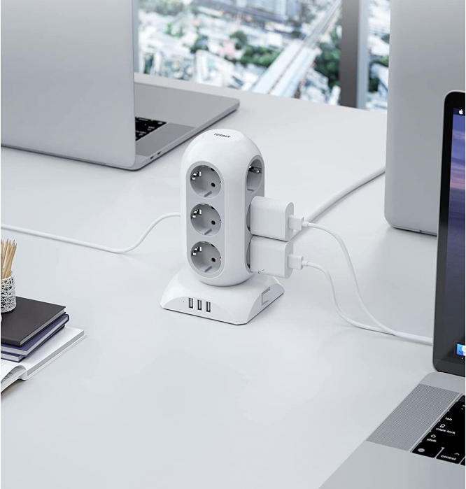 Prelungitor tip Turn Tessan TPS02, cu 12 prize, 3 USB 3A, cablu 2m [2]