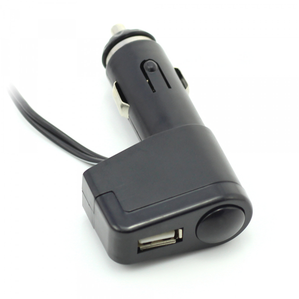 Priza bricheta dubla pentru incărcator auto, cu cablu + USB 1A [3]