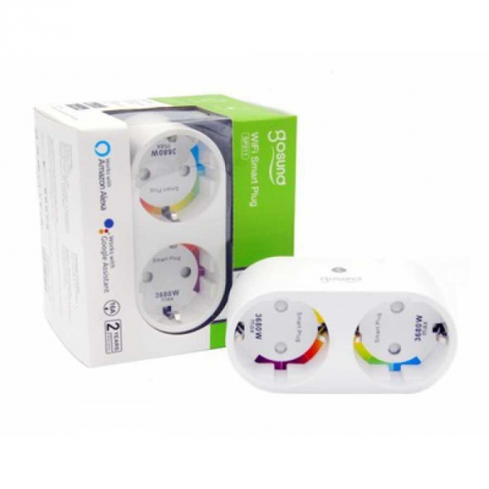 Priza inteligenta WiFi Gosund, 2 Porturi Schuko, 16A, Monitorizare Consum, SP211 [5]