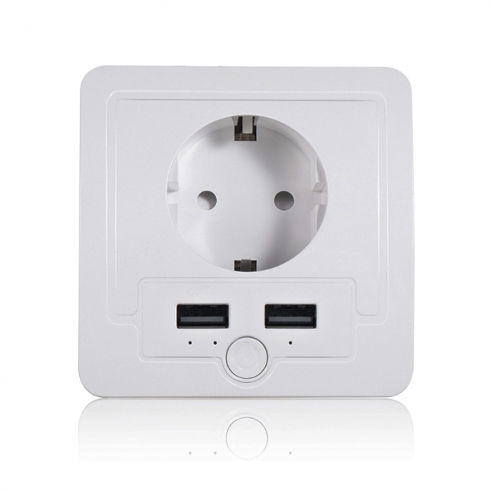 Priza inteligenta WiFi incastrata Rovo PW801E, 16A, 2X USB [3]