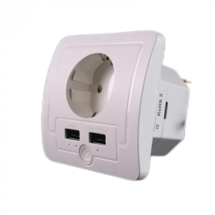 Priza inteligenta WiFi incastrata Rovo PW801E, 16A, 2X USB [2]