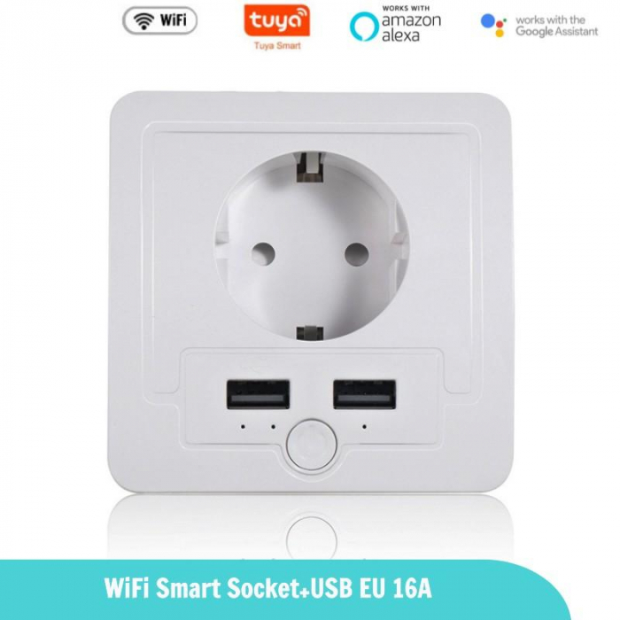Priza inteligenta WiFi incastrata Rovo PW801E, 16A, 2X USB [5]