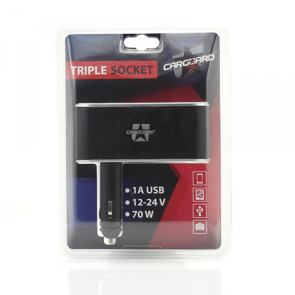 CARGUARD - Priză triplă pentru brichetă auto + USB 1A [6]