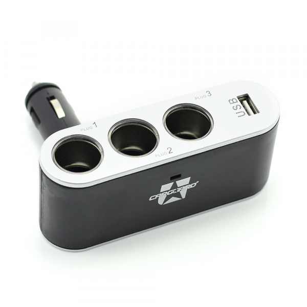 CARGUARD - Priză triplă pentru brichetă auto + USB 1A [4]