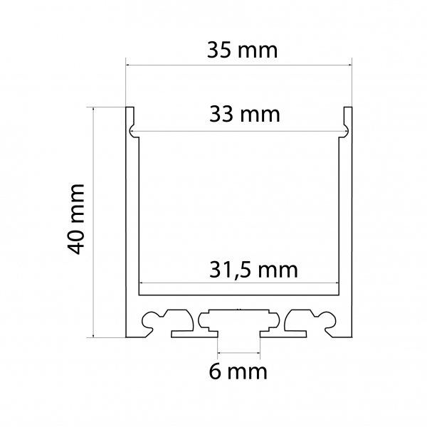 Profil aluminiu  benzi LED, 35x40 mm, 1m [3]