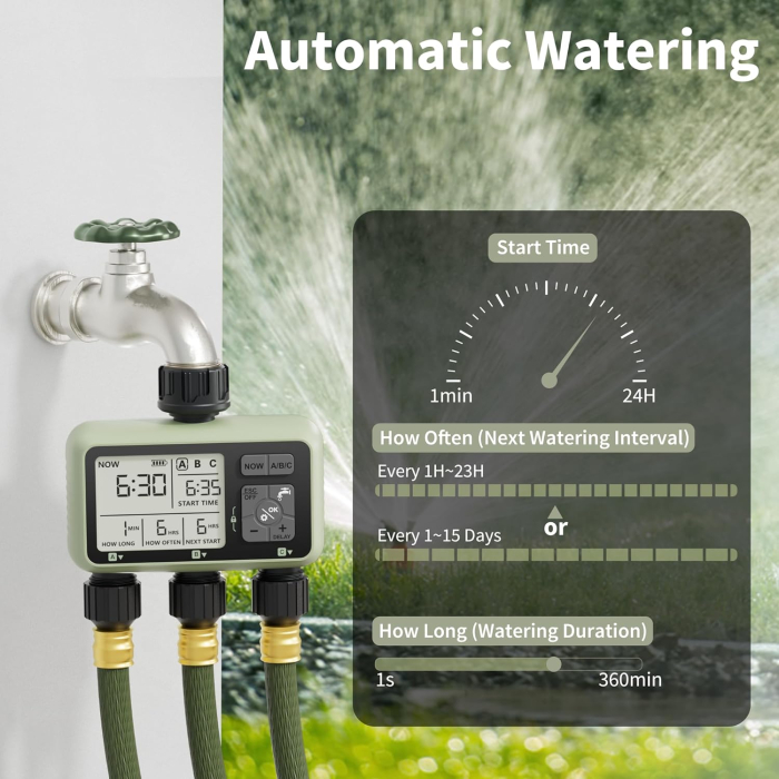 Programator automat pentru irigare Diivoo GM-HCT-378-EUGN, 3 zone, IP54, functie Rain Delay [3]