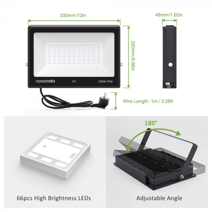 Proiectoare de podea LED RGB Novostella, Telecomanda , 100W, Exterior IP66 waterproof [2]