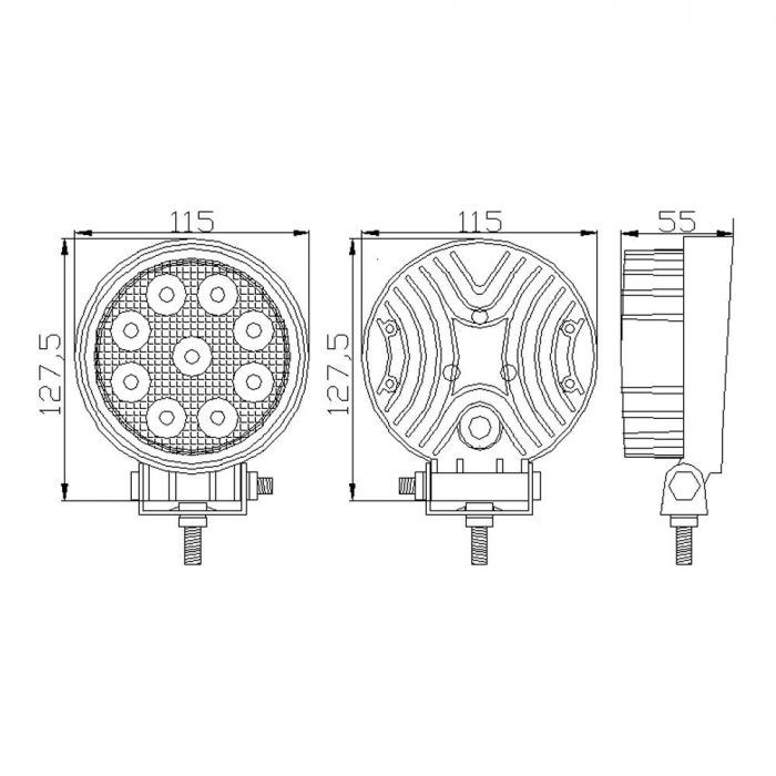 Proiector forma rotunda Led Auto Off Road - 27W - 9 SMD LED [5]