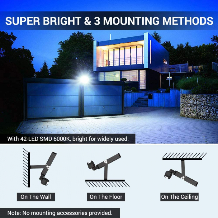 Proiector LED cu senzor de miscare MustWin 30W, 3000 lm, 42 Leduri [5]