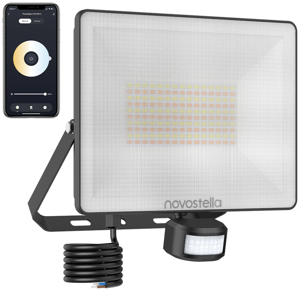 Proiector LED cu senzor de miscare Novostella 60W, Smart, 6000lm, Wifi, 150 Leduri, Dimabil, IP65 [1]