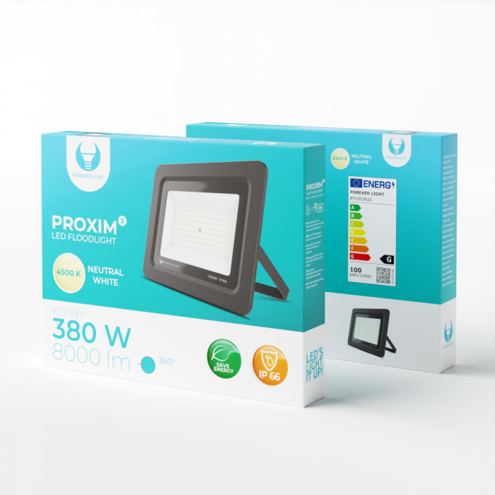 Proiector LED PROXIM II 100W, 8000 lm, 144 Leduri, lumina alb neutru 4500K - Forever Light [2]