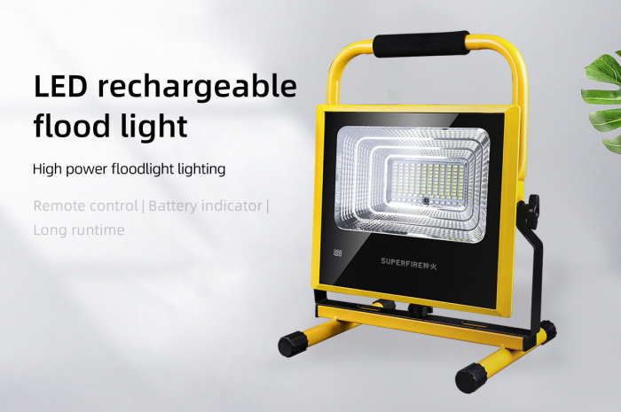 Proiector LED de podea, portabil Superfire FS1-G, 60W, 1040lm, telecomanda, reincarcabil, Acumulator 15600mAh [6]