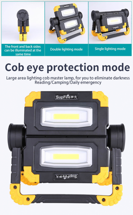 Proiector LED portabil SupFire G7, 20W, 2000lm, reincarcabil, COB, Acumulator 5000mAh [3]