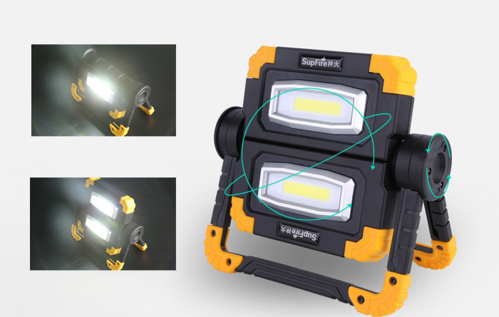Proiector LED portabil SupFire G7, 20W, 2000lm, reincarcabil, COB, Acumulator 5000mAh [2]