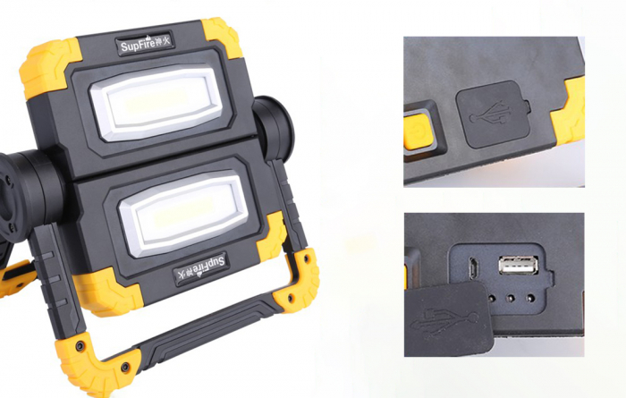 Proiector LED portabil SupFire G7, 20W, 2000lm, reincarcabil, COB, Acumulator 5000mAh [5]