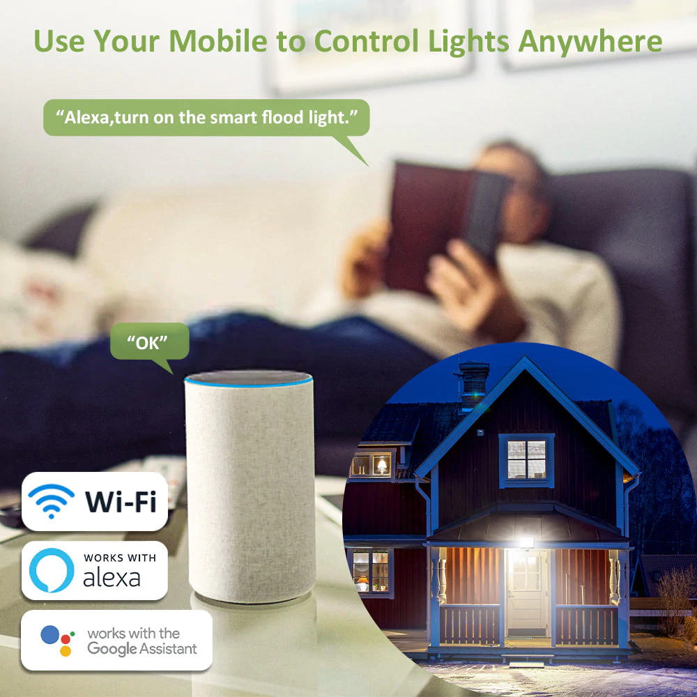 Proiector LED Smart cu senzor de miscare Novostella 60W, 6000lm, Wifi, 150 Leduri, Dimabil, IP65 [4]