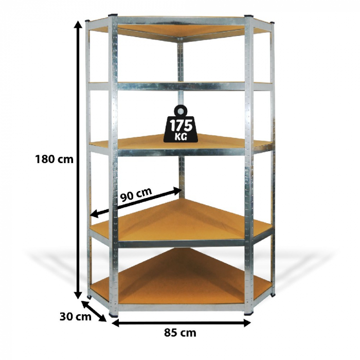 Raft Salgo pe colț - 5 niveluri - metal - max. 175 kg - 180 x 90 x 30 cm [2]