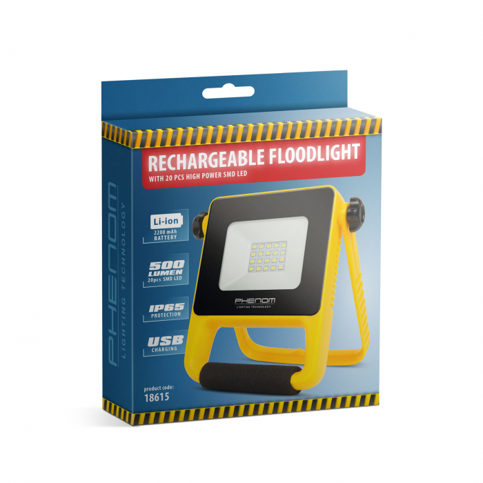 Reflector LED pliabil, reincarcabil - LED de 10 W - impermeabil, portabil, 2200 mAh, Li-ion 18650 3.7V [3]