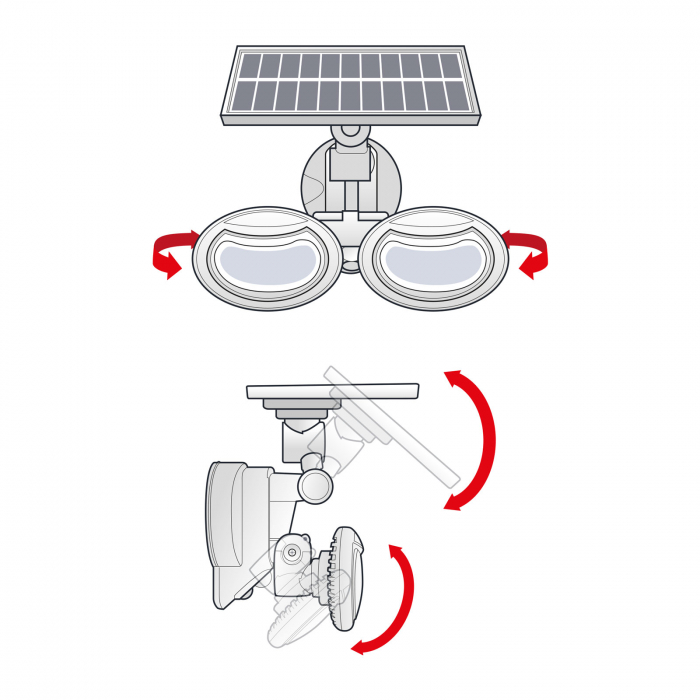 Reflector solar cu senzor de miscare si cap rotativ - 2 LED-uri COB, acumulator Li-ion 2000 mAh 3.7V [4]