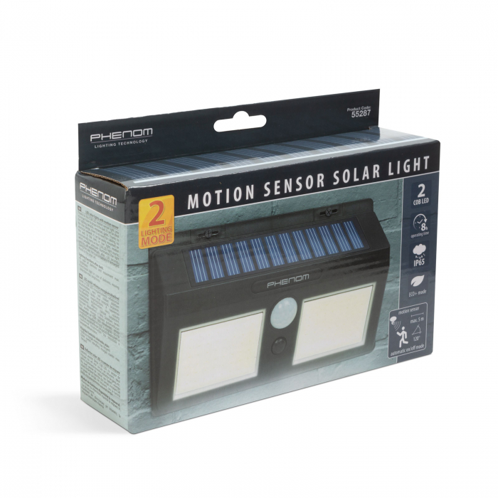 Reflector solar dublu cu senzor de mișcare si acumulator - perete - COB LED [3]