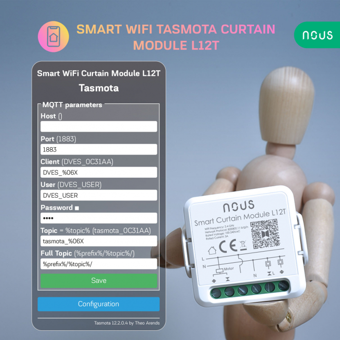 Releu inteligent pentru actionare perdele si draperii Nous L12T, Tasmota [4]