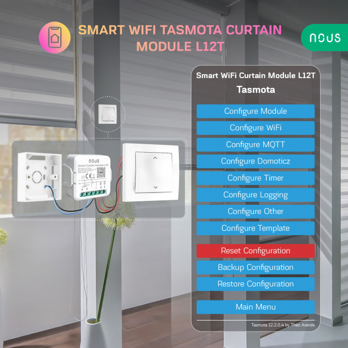 Releu inteligent pentru actionare perdele si draperii Nous L12T, Tasmota [3]