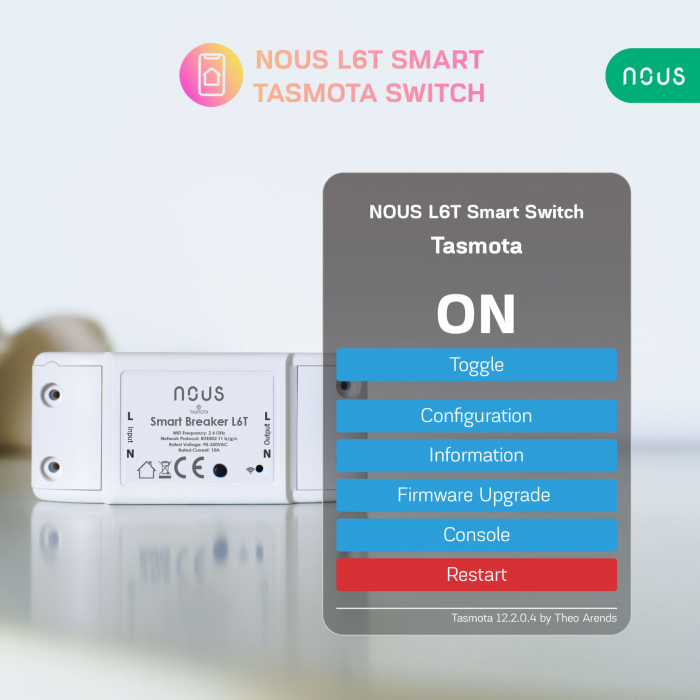 Releu wireless Nous L6T, 10A, Tasmota [2]