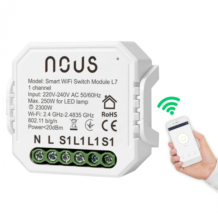 Releu wireless Nous L8, 2 canale, 2 5A, Smart, Control din aplicatie | NOUS [2]