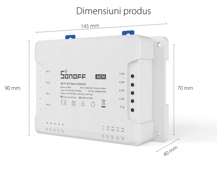 Releu Smart Wireless Sonoff 4CHR3, 4 canale, Alexa, Google Home | SONOFF [6]