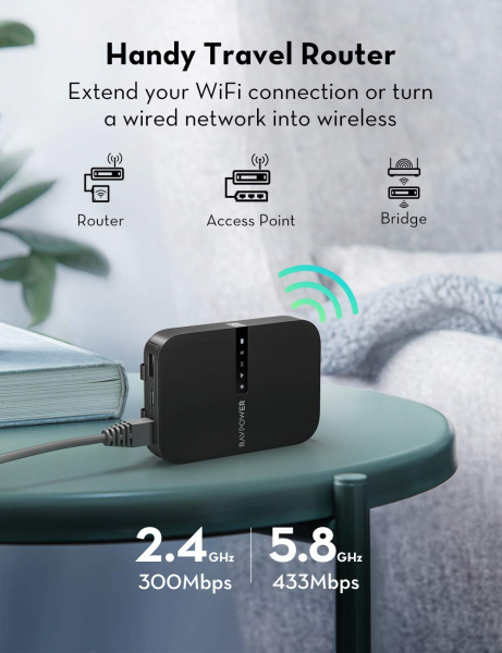 Router Wireless Portabil - Filehub RavPower RP-WD009 5 in 1, Cititor Carduri, Travel Router Backup, Baterie Externa 6700mAh [7]