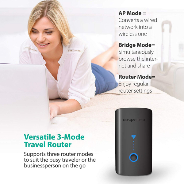 Router Wireless Portabil - Filehub RavPower RP-WD03, Cititor Carduri, Baterie Externa 6000mAh [7]