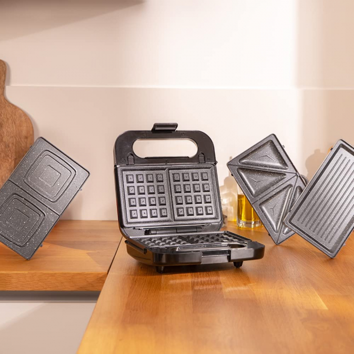 Sandwich maker Cecotec Rock nToast 4in1, 1000 W cu functie grill, 2 tipuri sandwich, vafe, piatra RockStone [3]