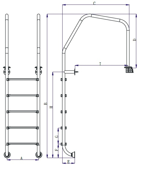 Scara piscina gratar perimetral din inox cu 2 trepte Emaux OF215-S [2]
