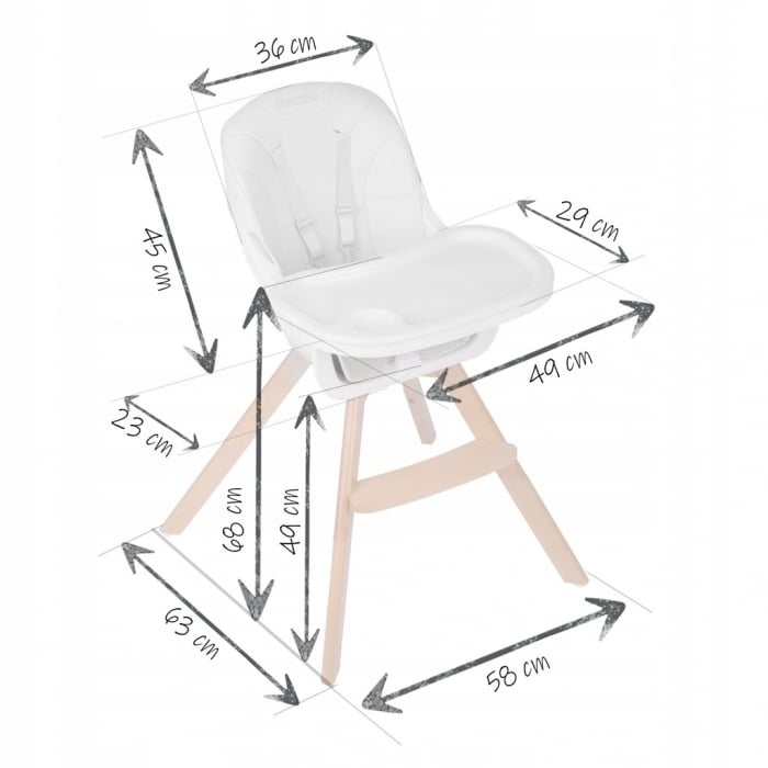 Scaun de masa 3 in 1, cu picioare din lemn, 63 x 58 x 90 cm, Ricokids Lilo 700203 - Roz [7]
