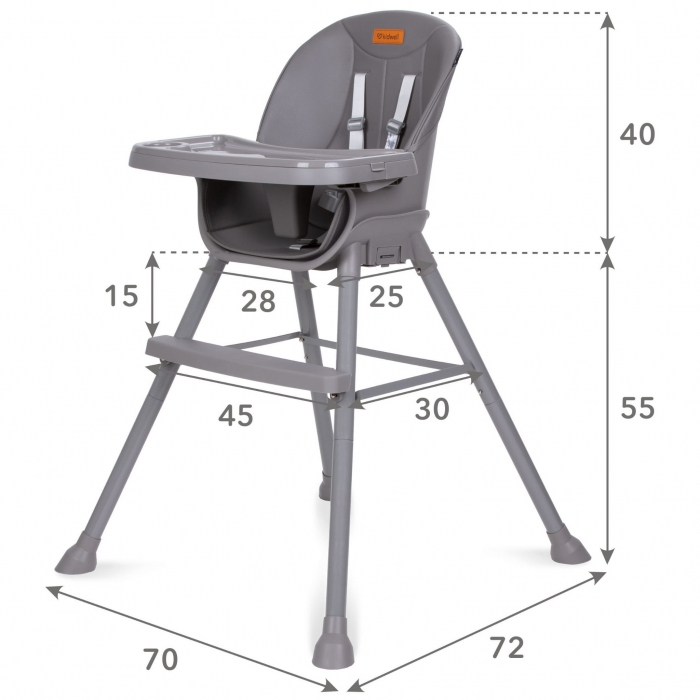 Scaun de masa 4 in 1 Kidwell EATAN Gray [10]
