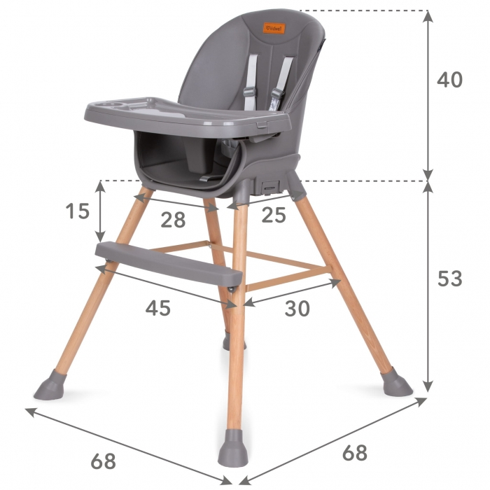 Scaun de masa 4 in 1 Kidwell EATAN Wood Gray [10]