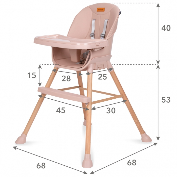 Scaun de masa 4 in 1 Kidwell EATAN Wood Pink [10]