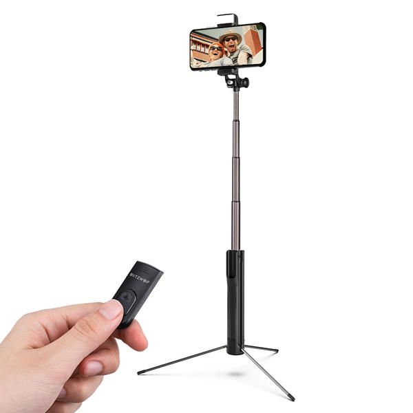 Selfie Stick Tripod BlitzWolf 3 in 1 cu Lanterna LED si telecomanda detasabila - BW-BS8 [2]