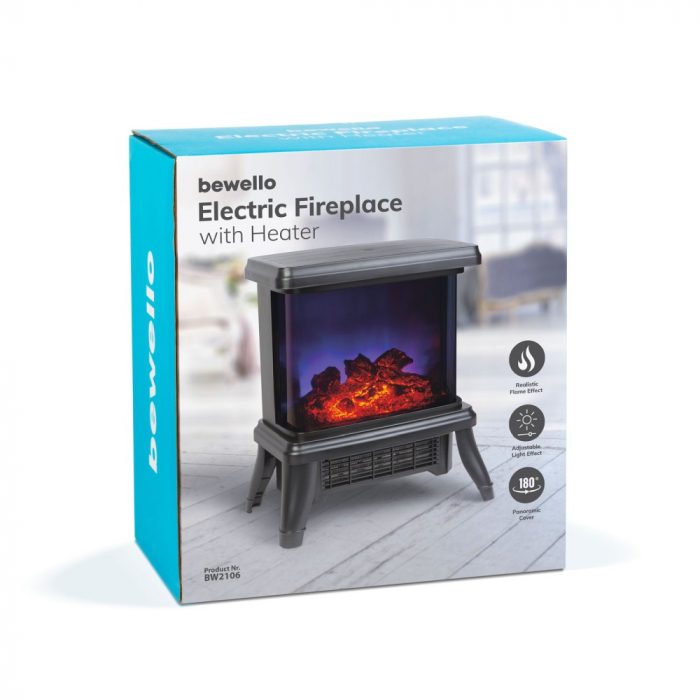 Semineu electric cu efect relist de flacara - putere 900/1800 W - 36 x 21,5 x 36 cm - Bewello [6]
