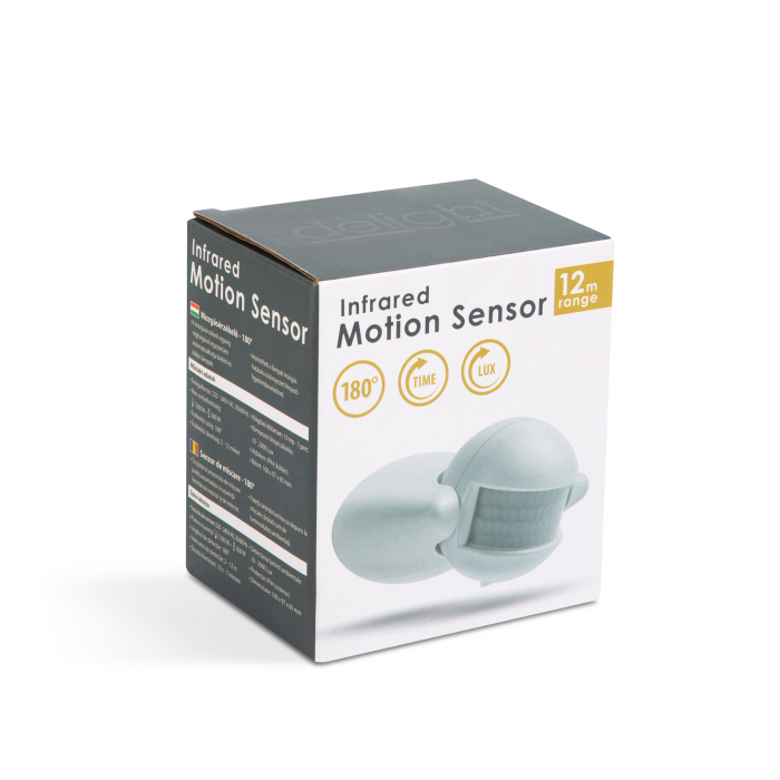 Senzor de miscare - 180° unghi vertical reglabil - max 12 m - max 1200W - IP44 [3]