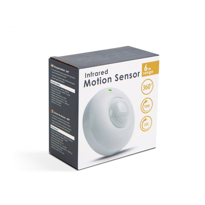 Senzor de miscare - 360° durata iluminare 10 sec - 7 min, distanta 6 m - max 1200W - IP20 [3]