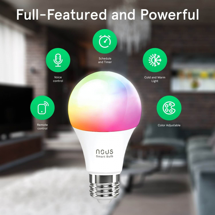 Set 2 becuri LED NOUS P3 RGB Smart, E27, Control din aplicatie [5]