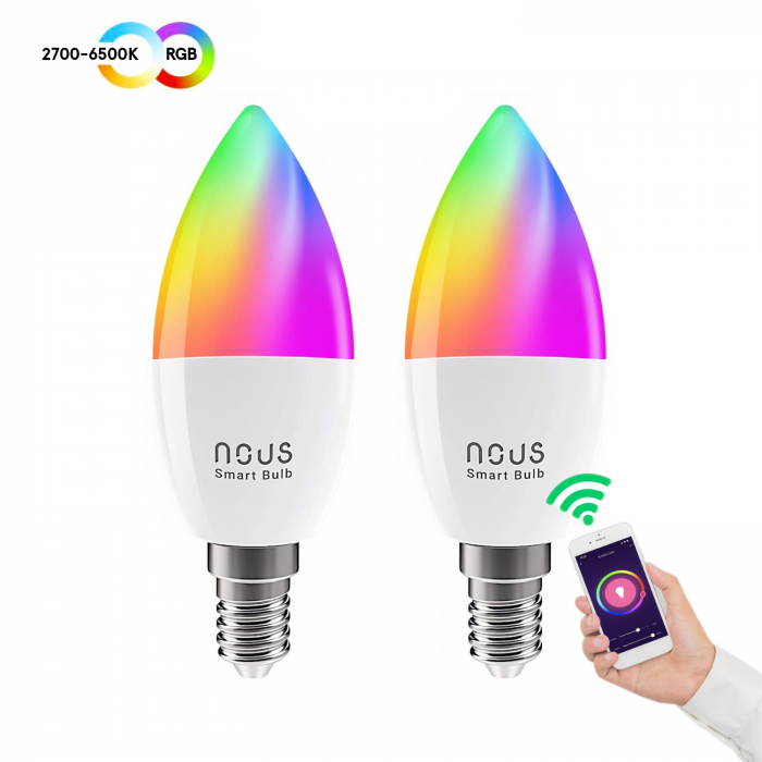 Set 2 Becuri LED RGB Smart NOUS P4, E14, Control din aplicatie [2]