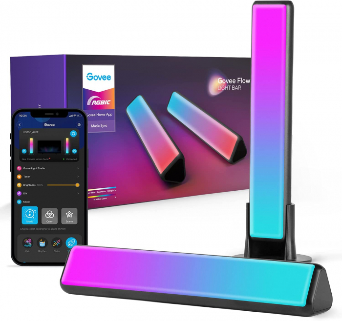 Set 2 buc lampa LED Govee Flow Plus Light Bars RGBICWW, WiFi si Bluetooth, TV Ambient, Alexa si Google Assistant [2]