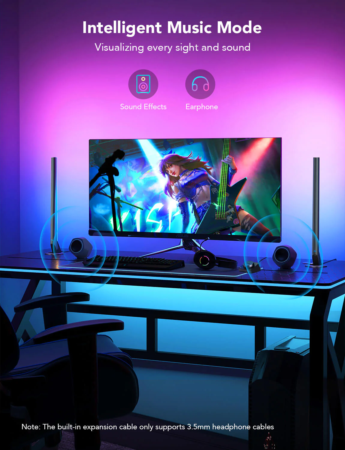 Set 2 buc lampa LED Govee H6047 RGBIC Wi-Fi Gaming Light Bars with Smart Controller, WiFi [7]