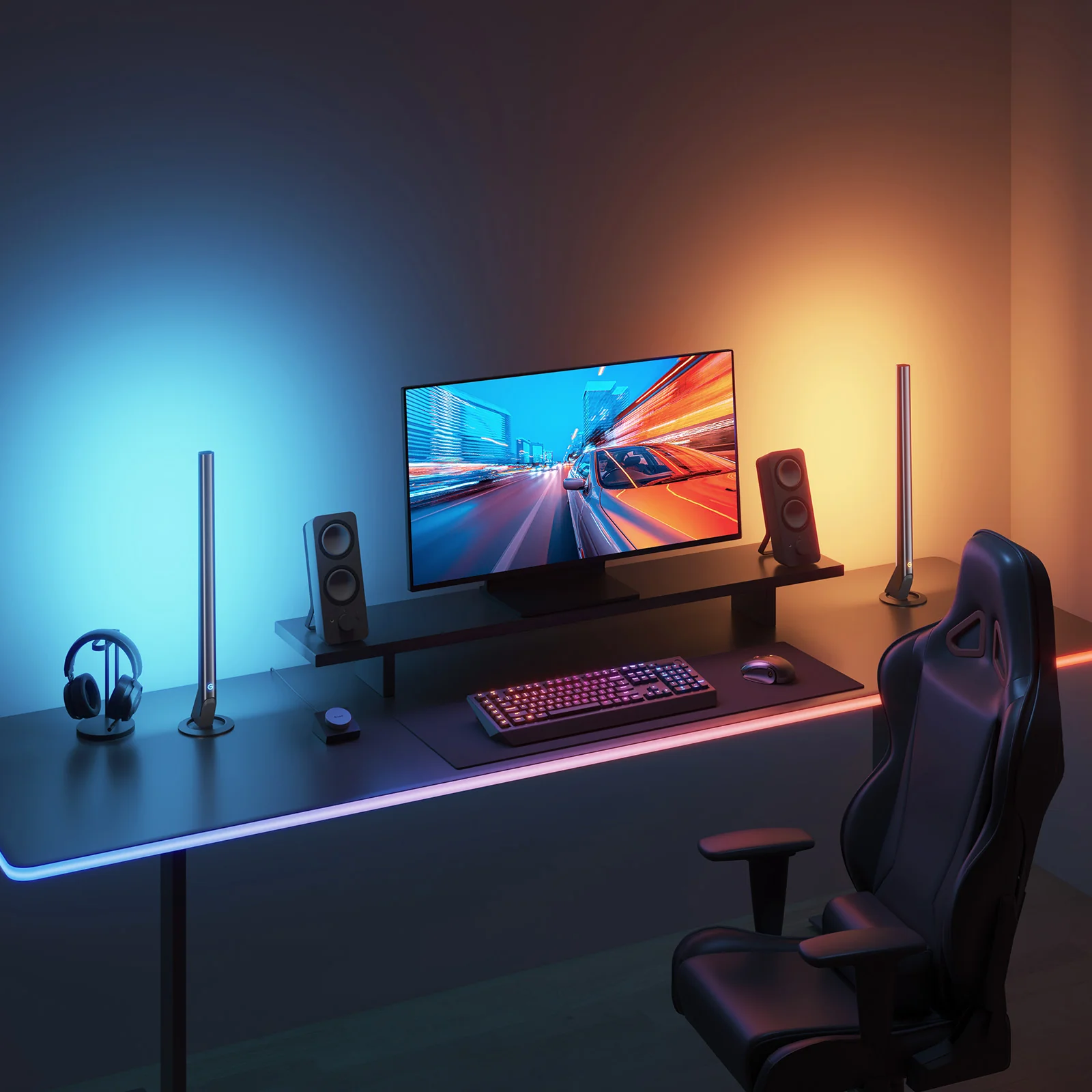 Set 2 buc lampa LED Govee H6047 RGBIC Wi-Fi Gaming Light Bars with Smart Controller, WiFi [3]