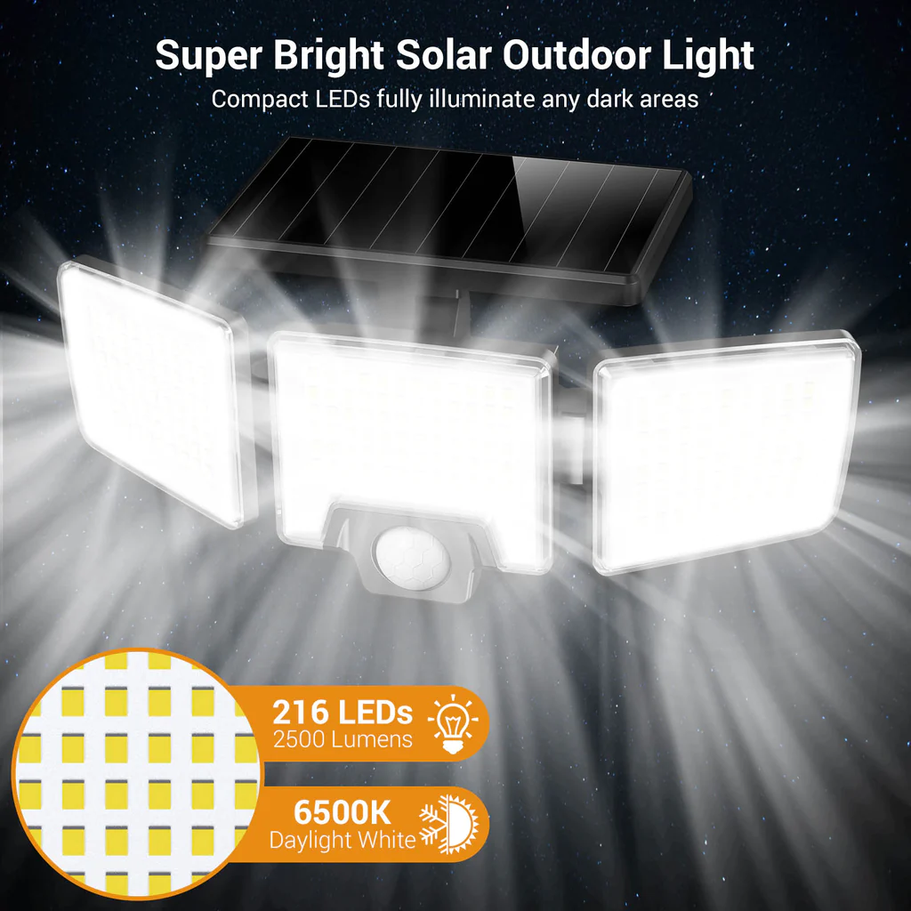 Set 2 Lampi solare de perete MustWin UT88268, 2500lm, LED, 216 leduri, Telecomanda,  3 moduri, senzor de miscare [3]