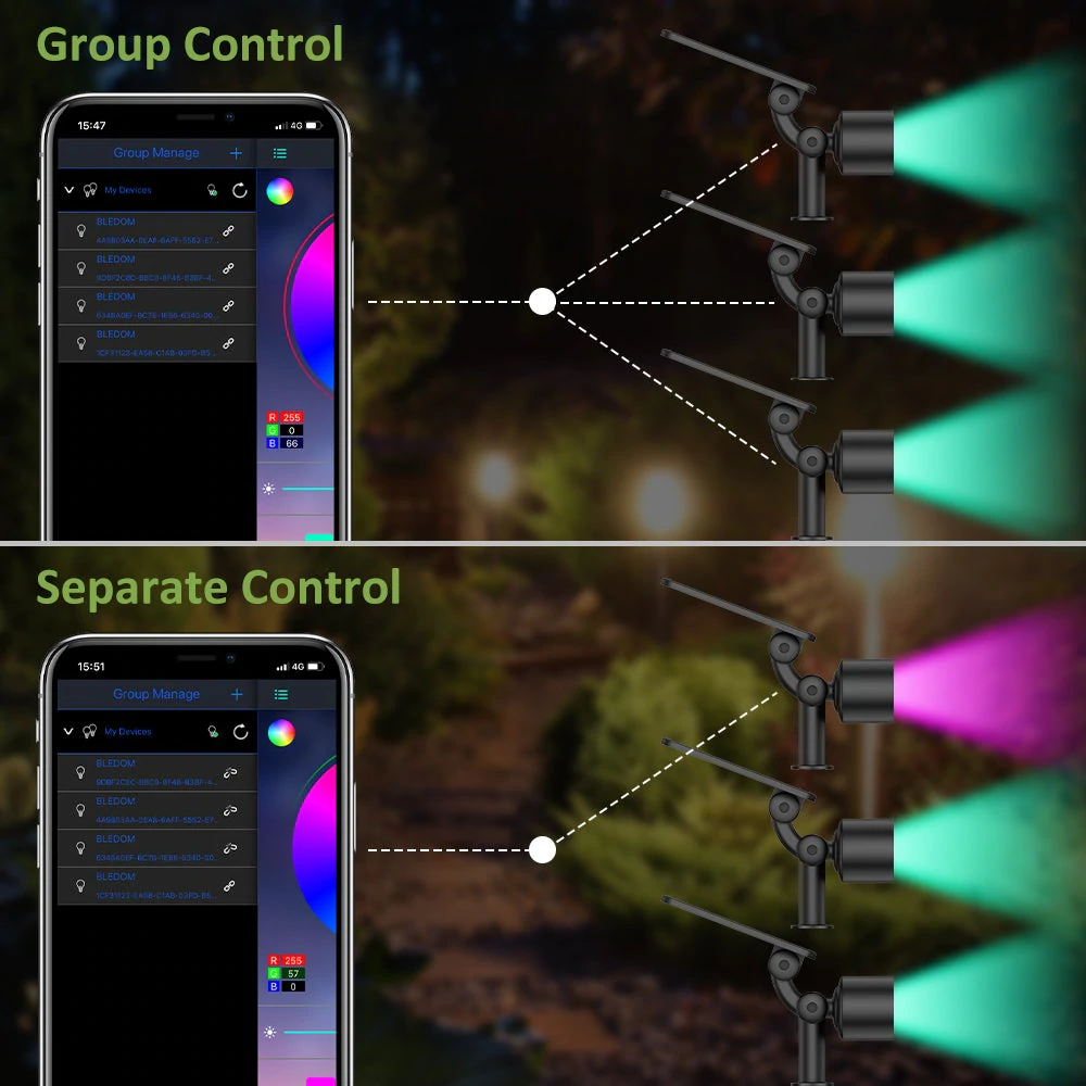 Set 2 lampi solare Novostella RGB Inteligente, Bluetooth, Control Aplicatie, sincronizare muzica [5]